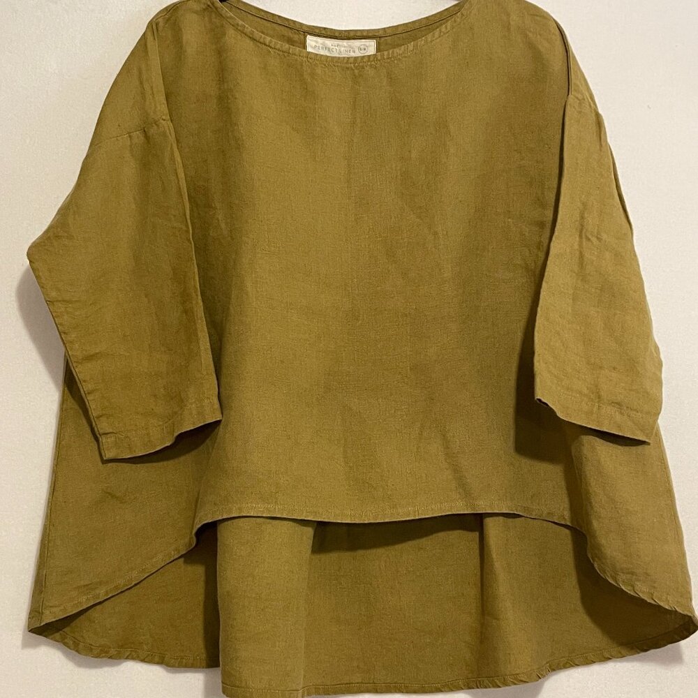 notPERFECTLINEN Olive Leaf top Beautiful!